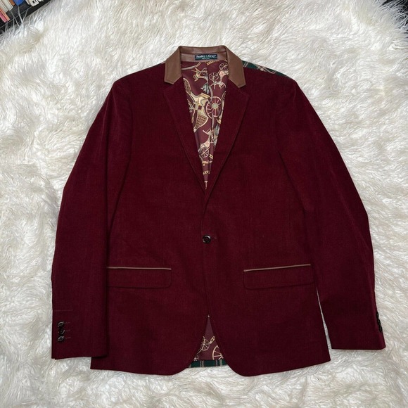 PAISLEY & GRAY MENS SPORT JACKET / BLAZER WINTER BURGUNDY FOREST GREEN SIZE 40R - Picture 1 of 9